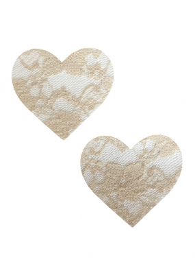 Nude Toffee Lace Heart Pasties