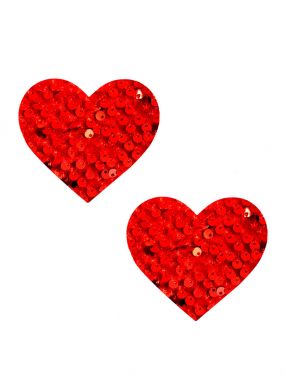 Red Sequin Velvet Crush Heart Pasties