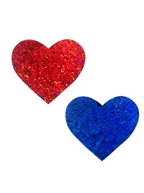 American Spirit Blue/Red Reversible Sequin Heart Pasties