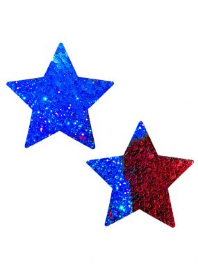 American Spirit Blue/Red Reversible Sequin Star Pasties