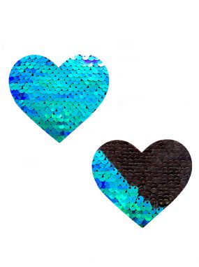 Ariel Green/Black Reversible Sequin Heart Pasties