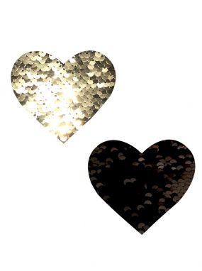 Athena Gold/Black Reversible Sequin Heart Pasties