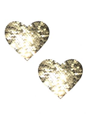 Athena Gold/Black Reversible Sequin Heart Pasties