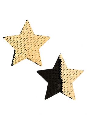 Athena Gold/Black Reversible Sequin Star Pasties