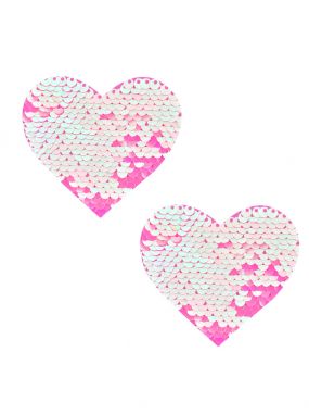 Aurora Light Pink/Hot Pink Reversible Sequin Heart Pasties