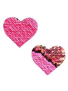 Neon UV Bitchin' Flip Pink Reversible Sequin Heart Pasties