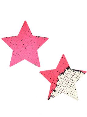 Bitchin Blacklight Pink/Silver Reversible Sequin Star Pasties