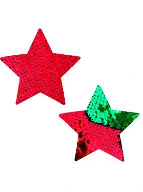 Christmas Red/Green Reversible Sequin Star Pasties