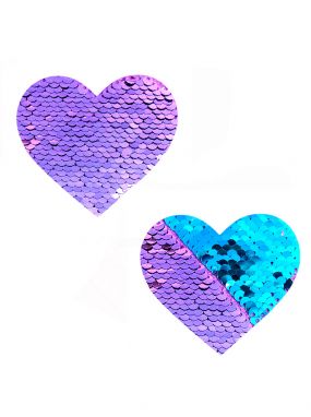 Jasmine Lilac/Turquoise Reversible Sequin Heart Pasties