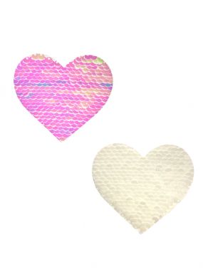 Pricess Bride White Pearl Reversible Sequin Heart Pasties (Shine Pink)