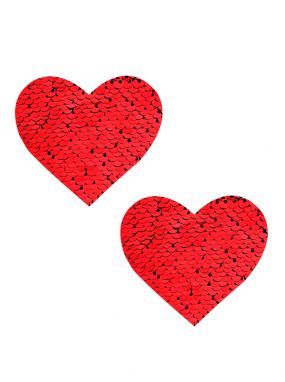 Sookie Red/Black Reversible Sequin Heart Pasties