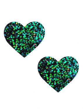 Super Sparkle Green Envy Chunky Glitter Heart Pasties