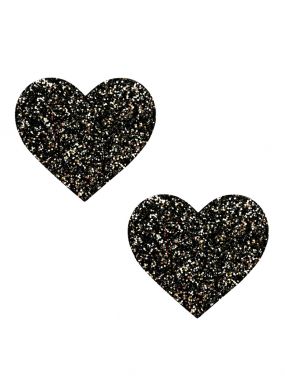 Super Sparkle Black Tinsel Chunky Glitter Heart Pasties