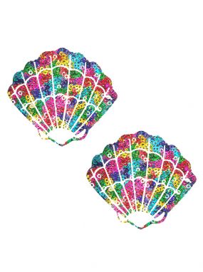 Rainbow UniPoo Sequin Memaid Shell Pasties