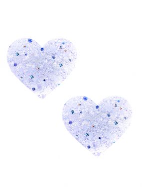 White Sparkle Lace Heart Pasties