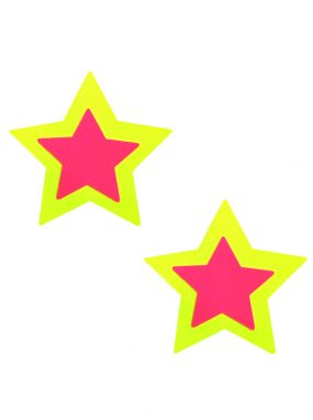 Double Starburst Neon Yellow/Pink Blacklight Star Pasties