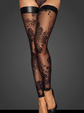 Plus Size Black Sheer Embroidered Tulle Leg Warmers