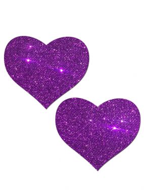 Purple Glitter Heart Pasties