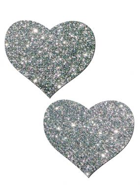 Silver Glitter Heart Pasties