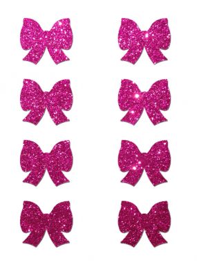 Mini Hot Pink Glitter Bows Body Pasties