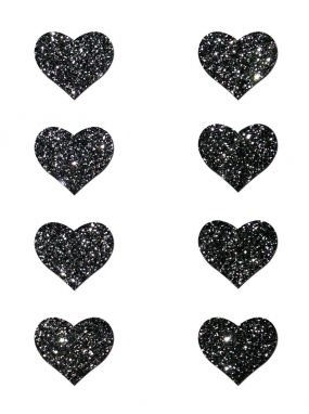 Mini Black Glitter Hearts Body Pasties