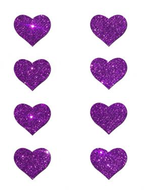 Mini Purple Glitter Hearts Body Pasties
