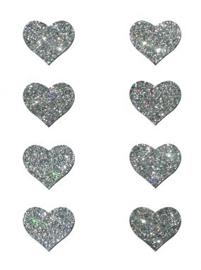 Mini Silver Glitter Hearts Body Pasties