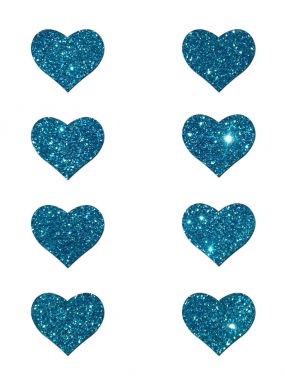 Mini Blue Glitter Hearts Body Pasties