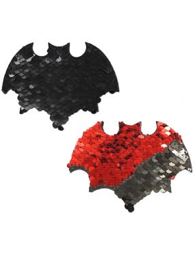 Black & Red Reversible Sequin Bat Pasties