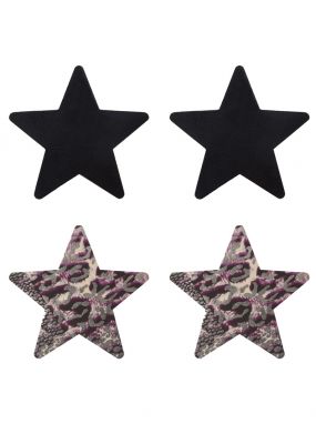 Black & Animal Star Pasties-Two Pair Set