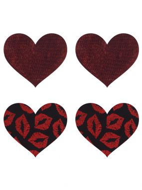 Red Lips Heart Pasties-Two Pair Set