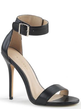 Black PU Amuse-10 D'Orsay Sandal Shoes with 5" Stiletto Heels