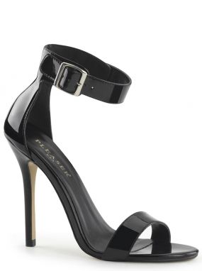 Black Pat Amuse-10 D'Orsay Sandal Shoes with 5" Stiletto Heels
