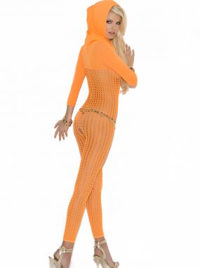 Neon Hooded Crotchless Bodystocking