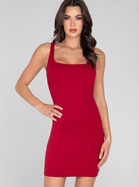 Red Classic Ribbed Dress W/ Tank Straps