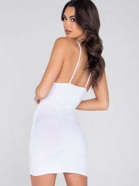White Scrunched Mini Dress W/ Tank Straps