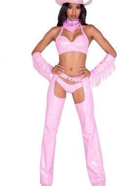 Pink Vinyl Sheriff Cowgirl Costume