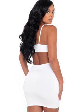 White V-Neck Mini Dress W/ Cut-Outs