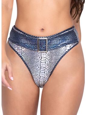 Silver Snake Skin Buckled Thong Style Shorts