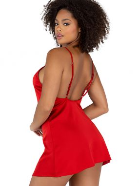 Red Silky Satin Chemise W/ Adjustable Straps