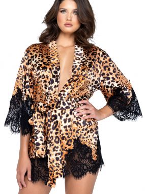 Leopard Print Charmeuse Jungle Fever Robe
