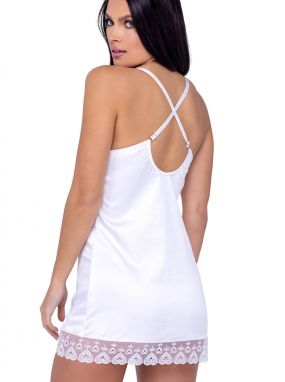 White Charmeuse & Lace Heart Embroidered Tulle Underwired Chemise