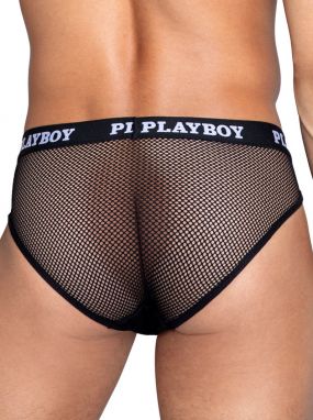 Black Soft Modal & Fishnet Playboy Men's Briefs