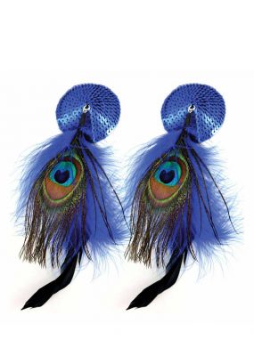 Bijoux de Nip Blue Sequin and Feather Pasties