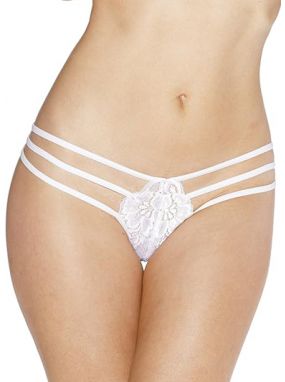 White Stretch Lace Strappy Thong