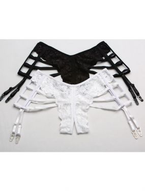 White Strappy Lace Crotchless Gartered Panty (One Panty)