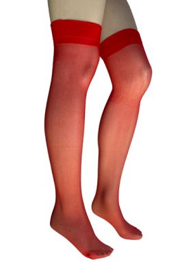 Plus Size Red Sheer Thigh Highs