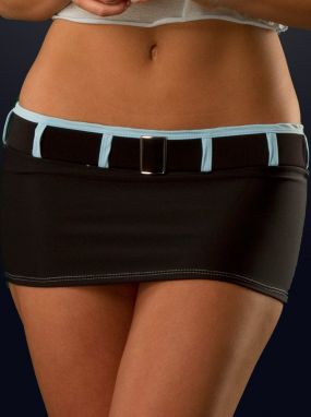 Black/Baby Blue Matte Belted Mini Skirt