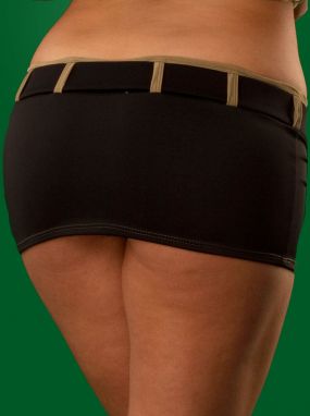Black/Green Matte Belted Mini Skirt