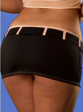 Black/Peach Matte Belted Mini Skirt